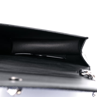 Alexander McQueen Calfskin Crystal Chain Clutch Blue Black 5 of 9