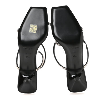 Saint Laurent Crepe Satin Strass Baliqua 55 Ankle Strap Sandals 37.5 Black Greige 6 of 9