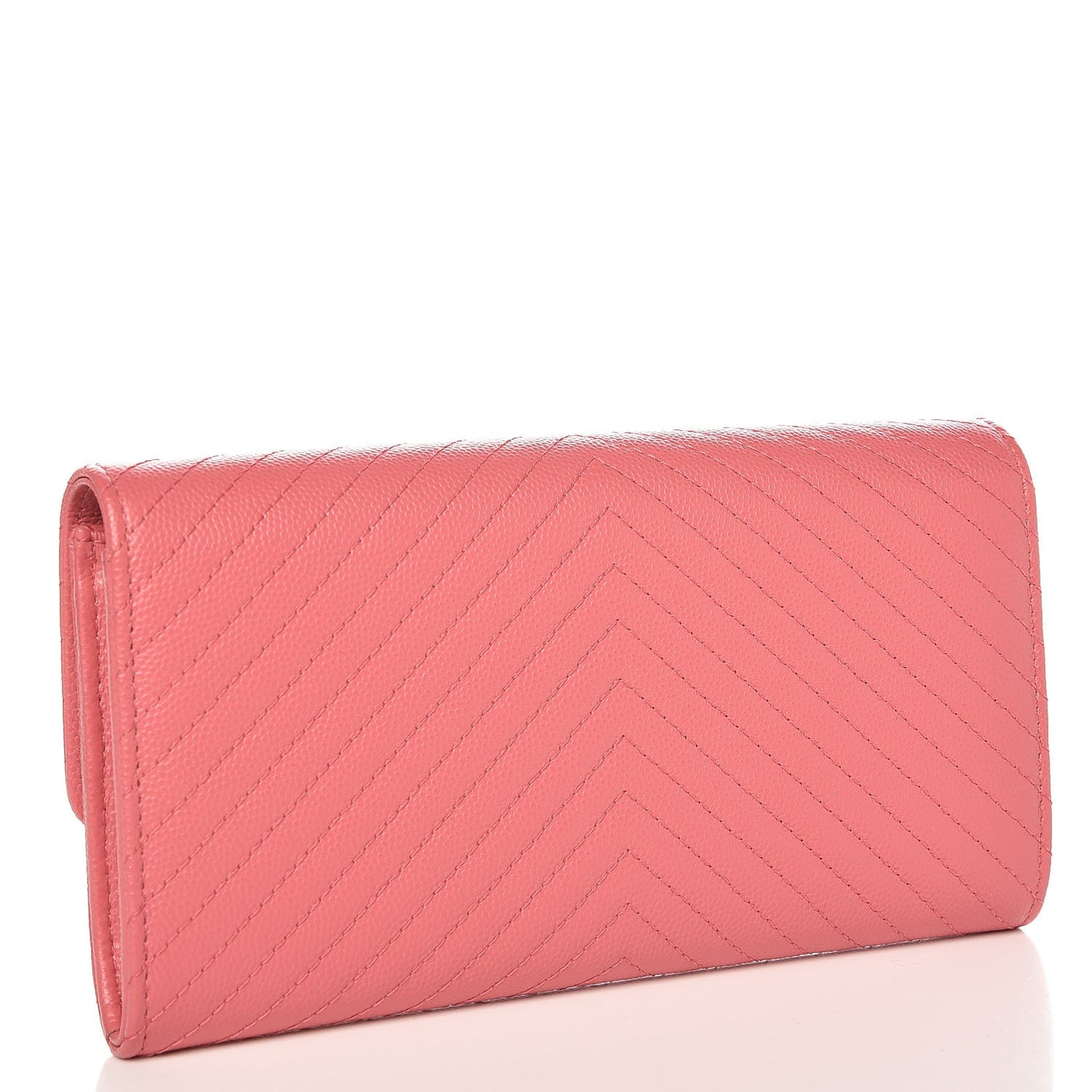 Caviar Chevron Quilted Large Gusset Flap Wallet Pink