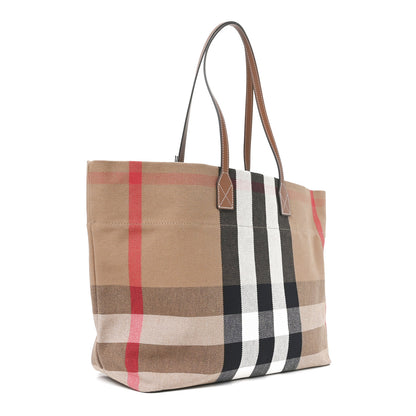 Burberry Giant Check Canvas Medium London Tote Taupe Brown 3 of 9