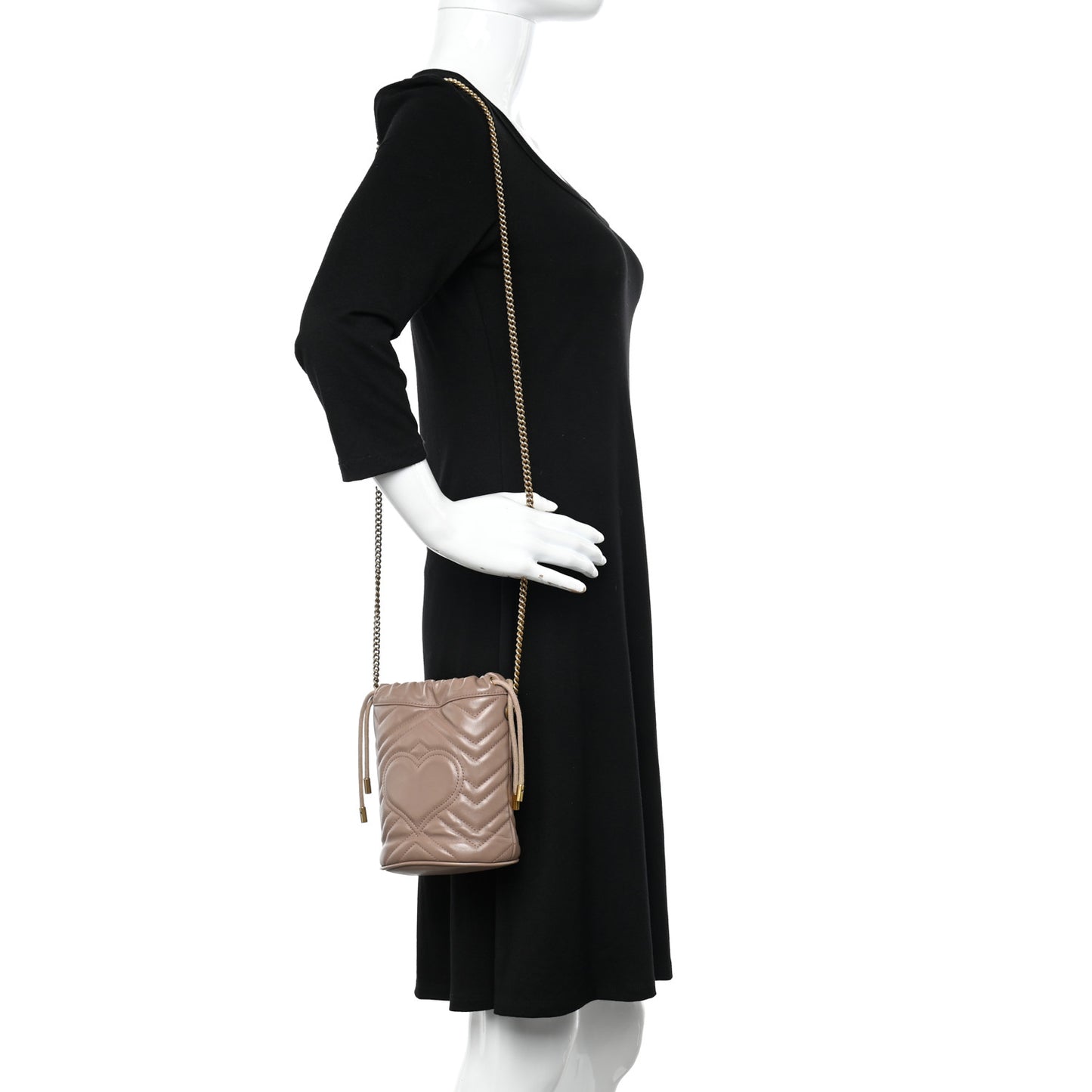 Calfskin Matelasse Mini GG Marmont 2.0 Bucket Bag Porcelain Rose