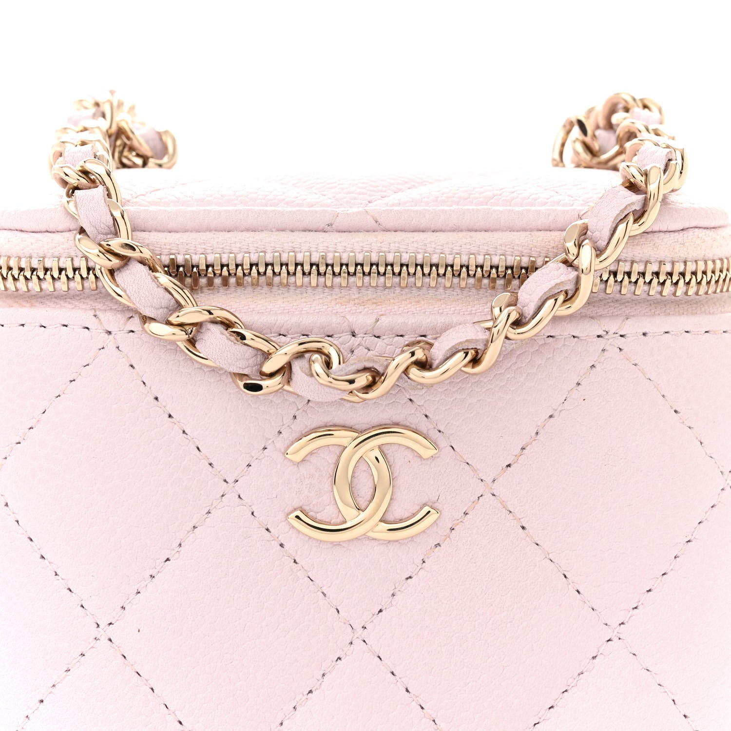 Chanel Caviar Quilted Tiny CC Mini Vanity Case With Chain Light Pink 8 of 14