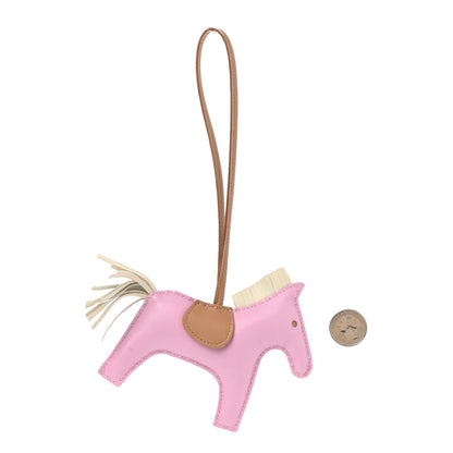 Hermes Milo Lambskin Grigri Rodeo Horse Bag Charm MM Mauve Sylvestre Craie Chai 2 of 4