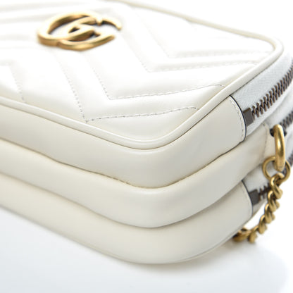 Gucci Calfskin Matelasse Mini GG Marmont Chain Crossbody Bag Mystic White 11 of 12