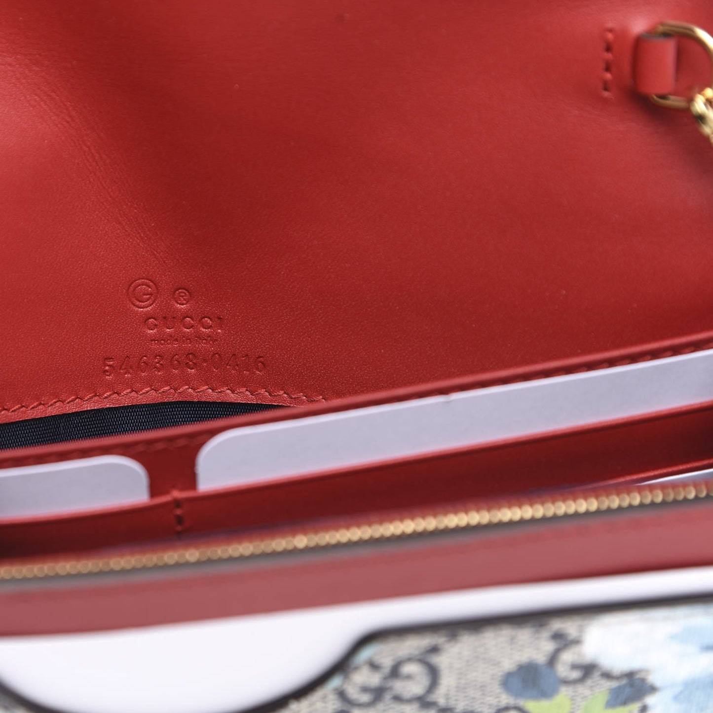 GG Supreme Monogram Blooms Chain Wallet Blue