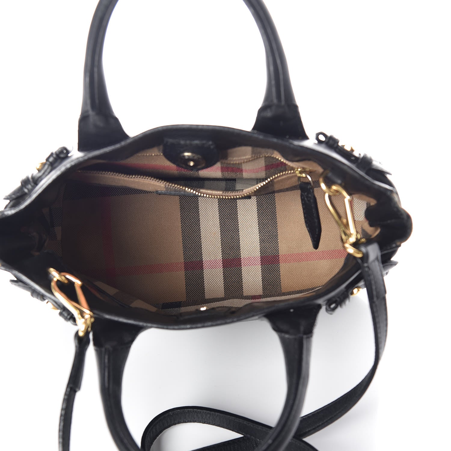 Burberry Calfskin House Check Small Banner Tote Black 5 of 17