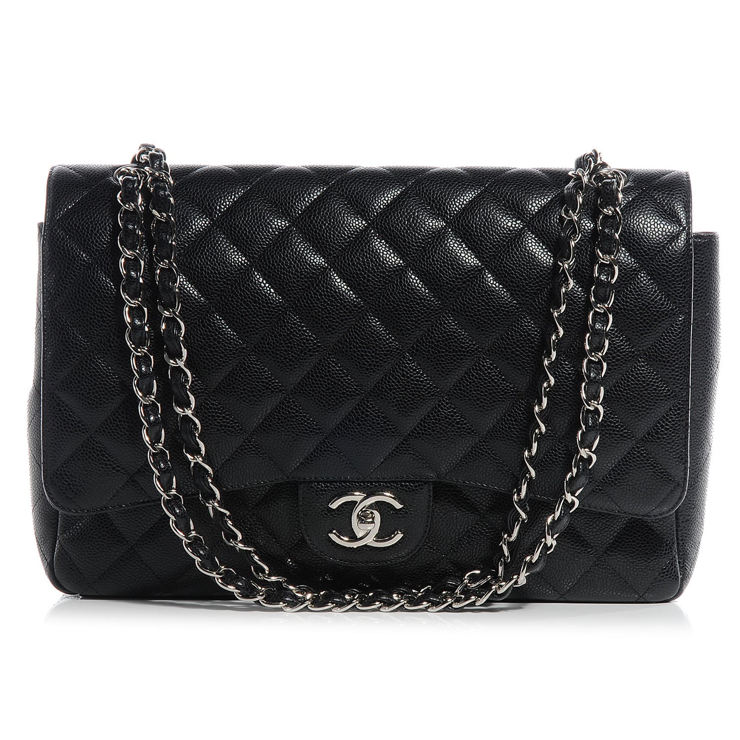 Caviar Quilted Maxi Double Flap Black