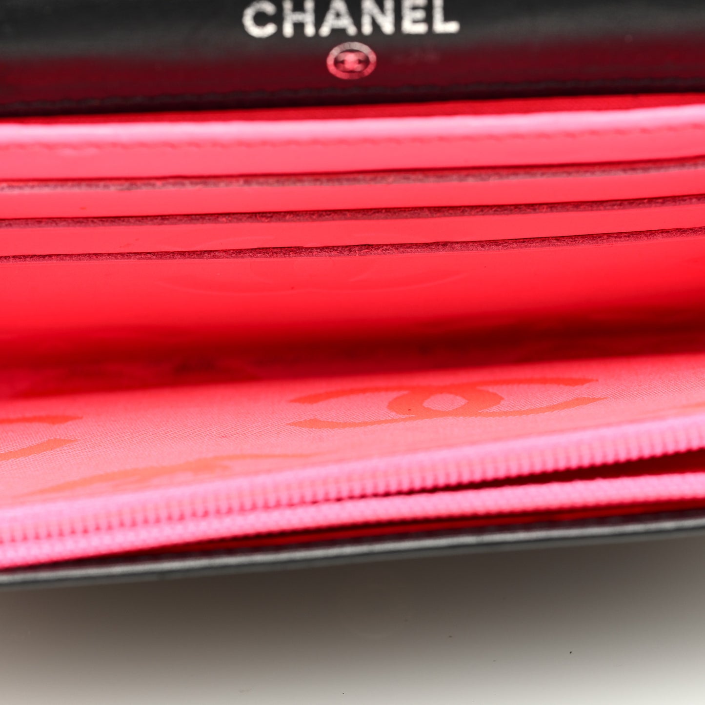 Calfskin Quilted Cambon Flap Wallet Black
