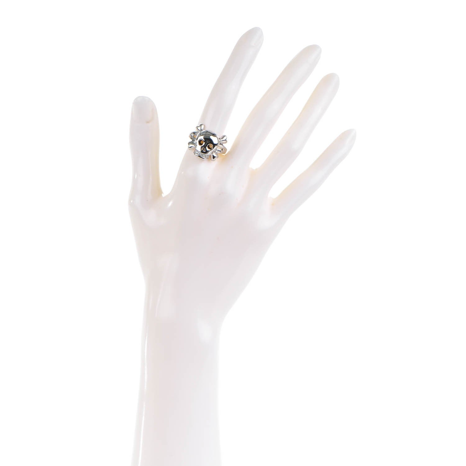Christian Dior 18K White Gold Diamond Tete de Mort Ring 7.75 2 of 5