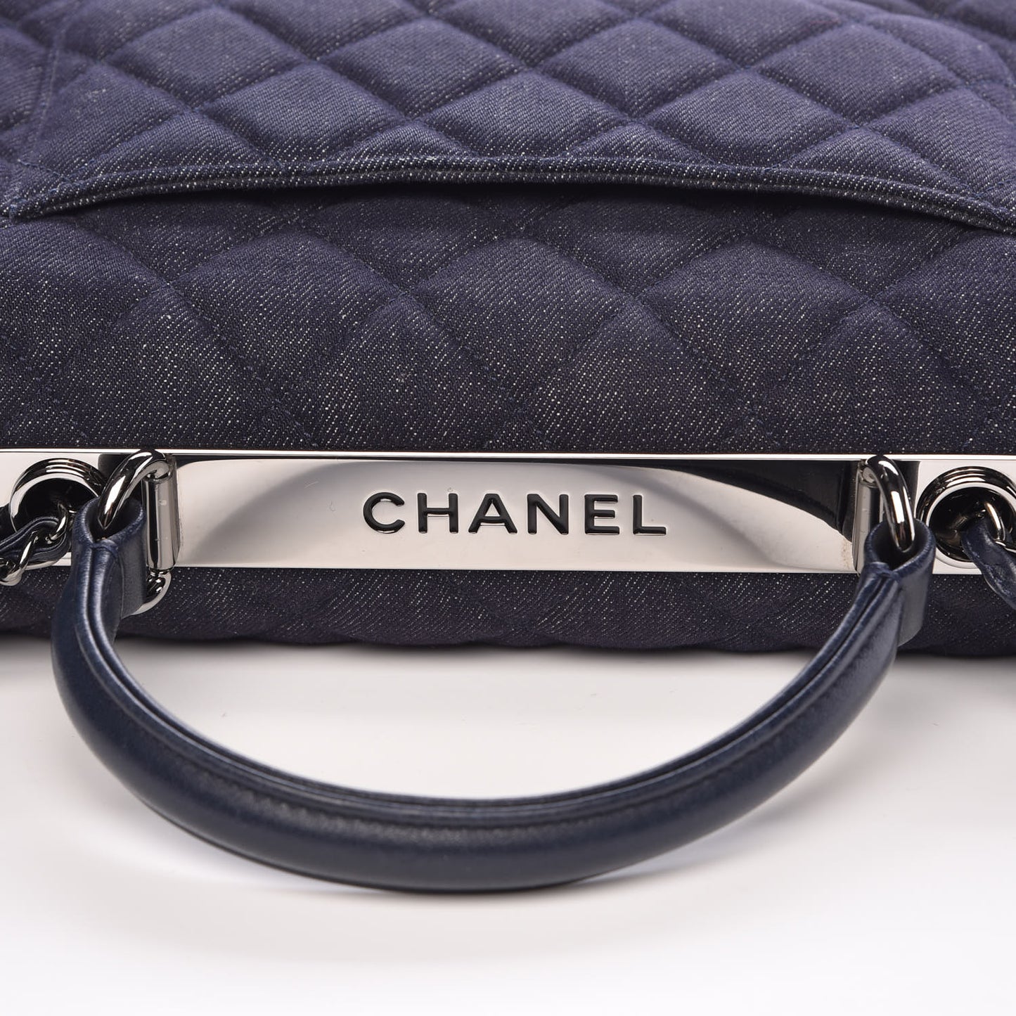 Denim Quilted Medium Trendy CC Flap Dual Handle Bag