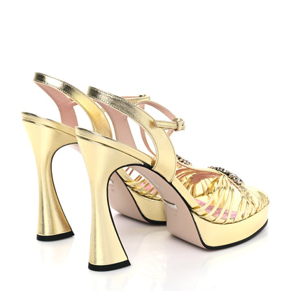 Gucci Nappa Silk Interlocking G Sandals Platform Strap Sandals 41 Platino 4 of 7