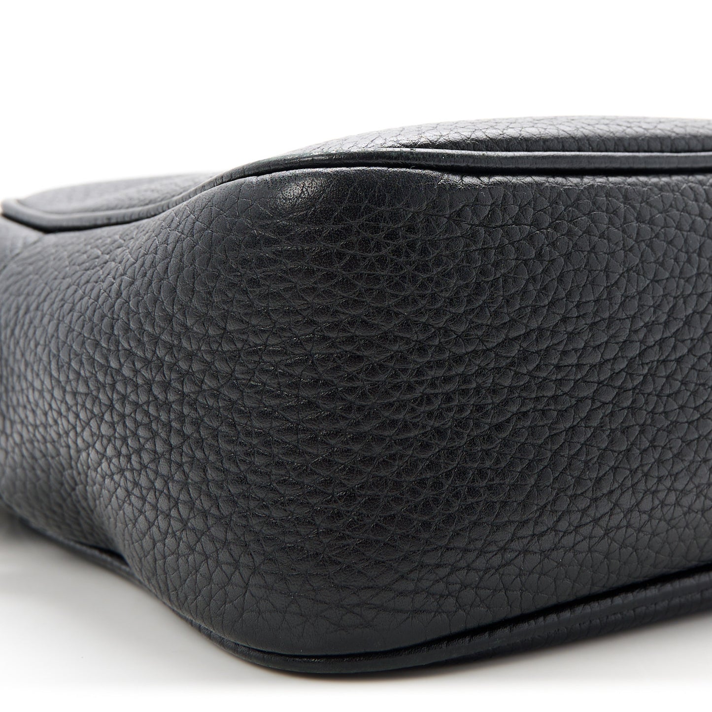 Pebbled Calfskin Small Soho Disco Bag Black