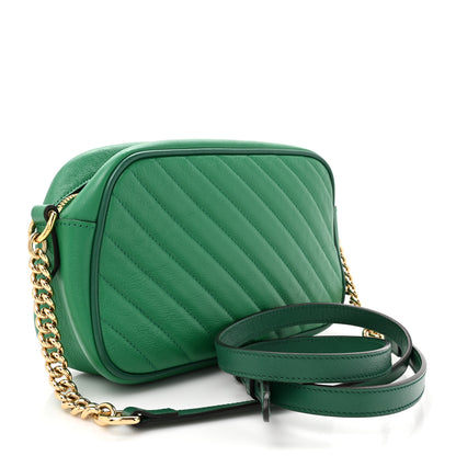 Gucci Azalea Calfskin Enamel Matelasse Diagonal Small Torchon GG Marmont Chain Shoulder Bag New Shamarock Emerald 3 of 14