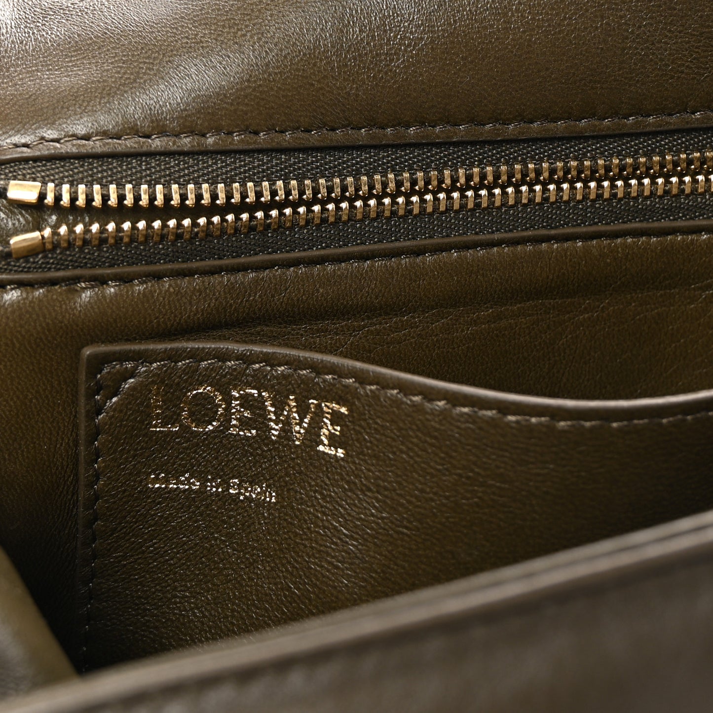 Lambskin Pleated Goya Puffer Bag Dark Khaki