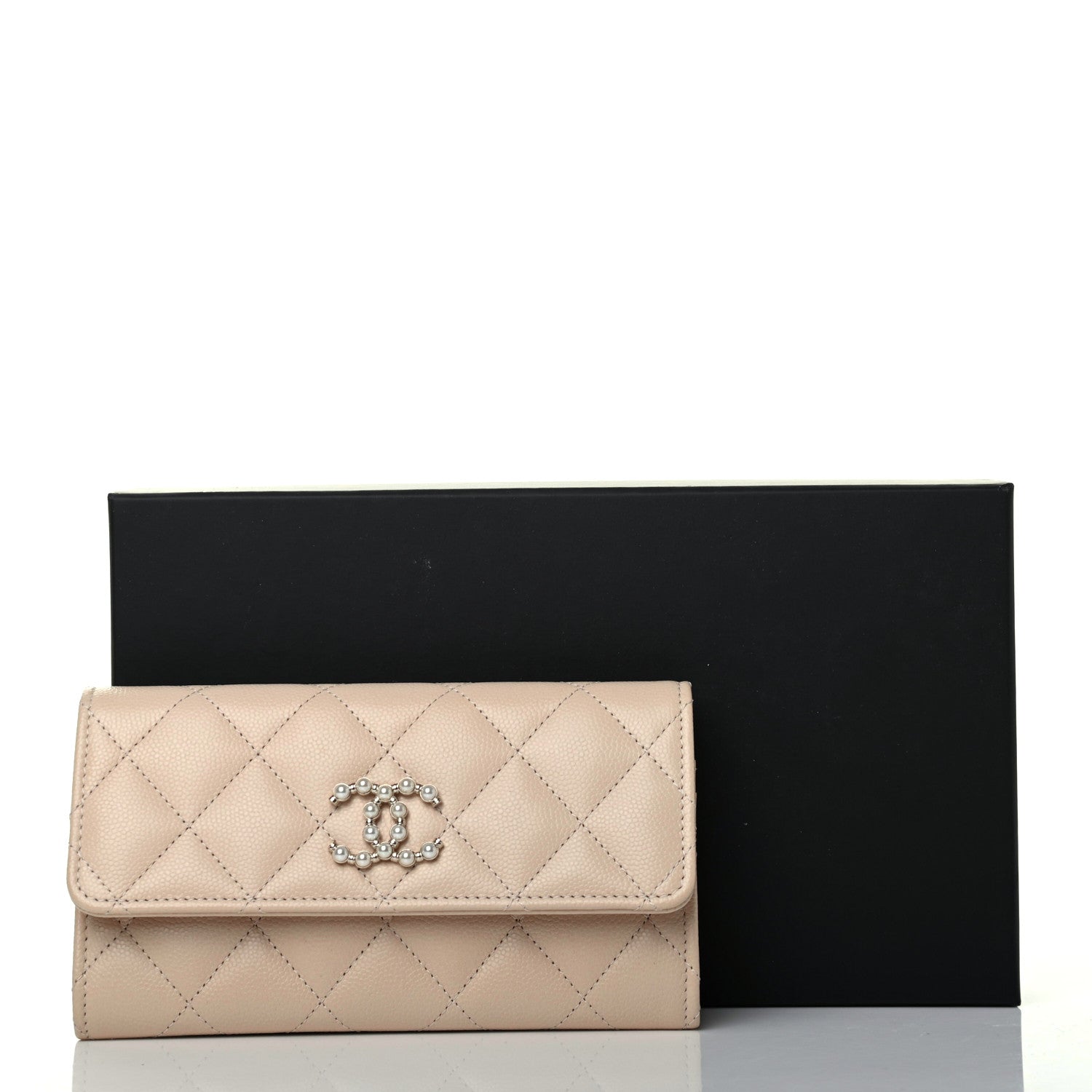 Chanel Caviar Pearl Quilted Coco Candy Wallet Beige 10 of 10