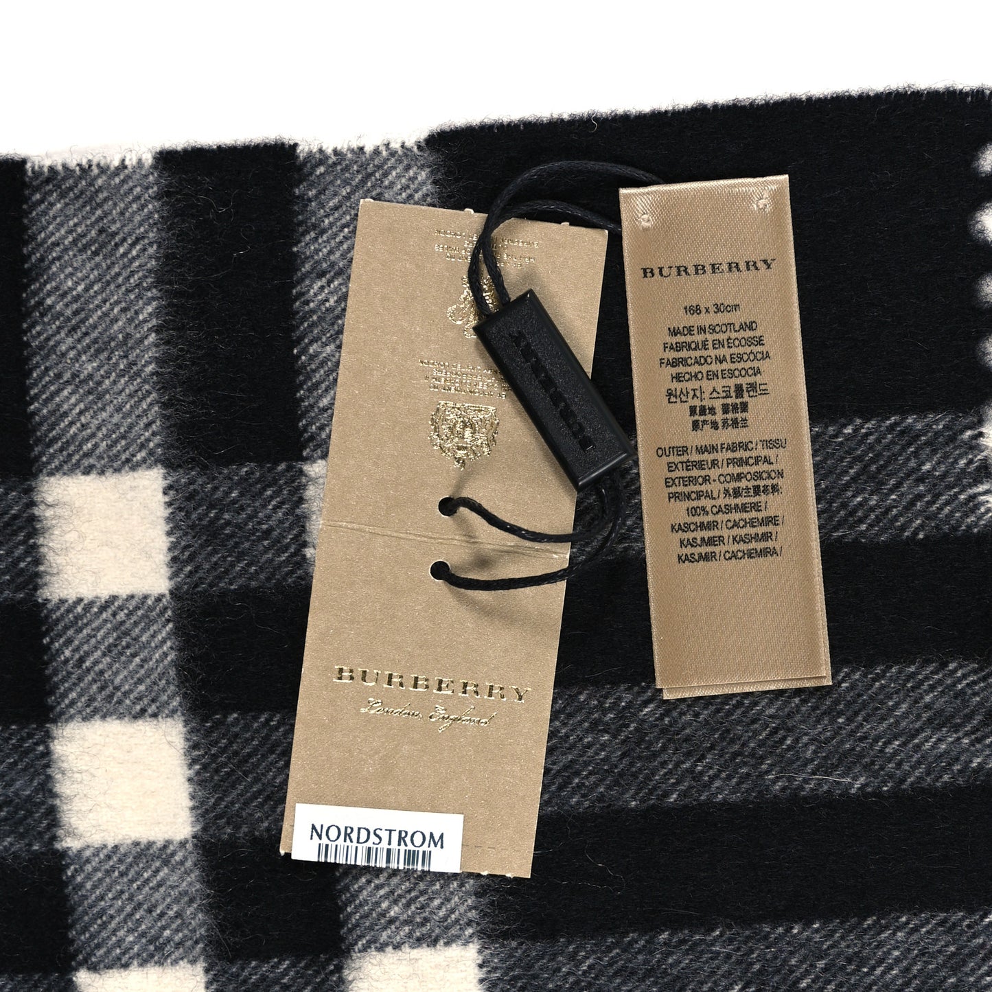 Cashmere Giant Check Scarf Black