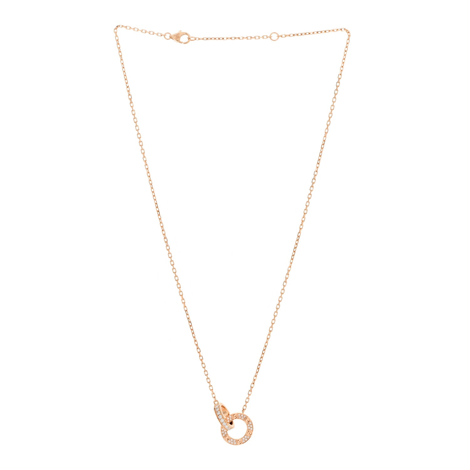 Cartier 18K Pink Gold Diamond Interlocking LOVE Paved Necklace 3 of 6