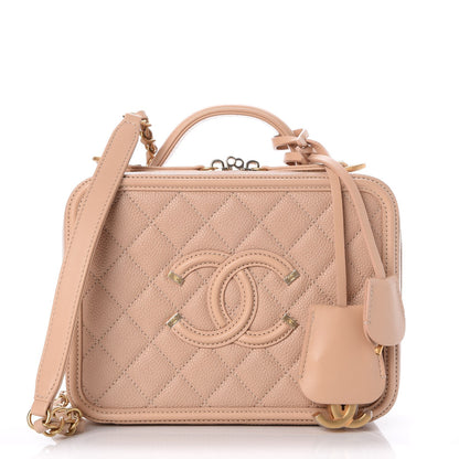 Chanel Caviar Quilted Medium CC Filigree Vanity Case Beige 1 of 8