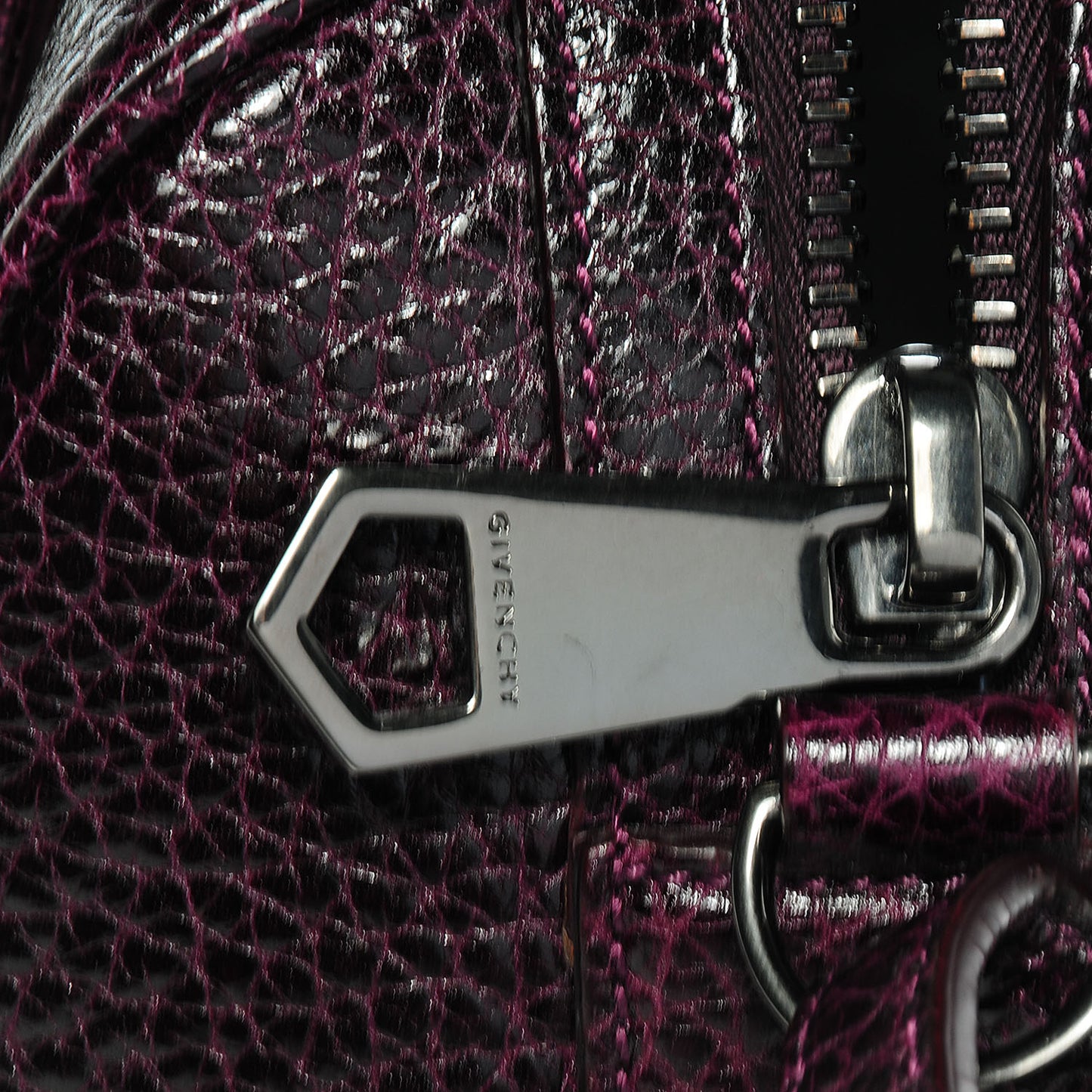 Glazed Pebbled Calfskin Mini Lucrezia Aubergine