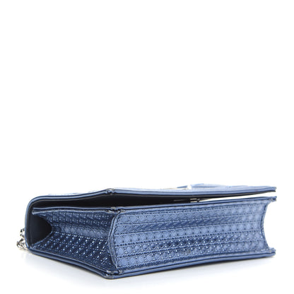 Christian Dior Metallic Patent Micro-Cannage Mini Diorama Flap Bag Blue 4 of 9