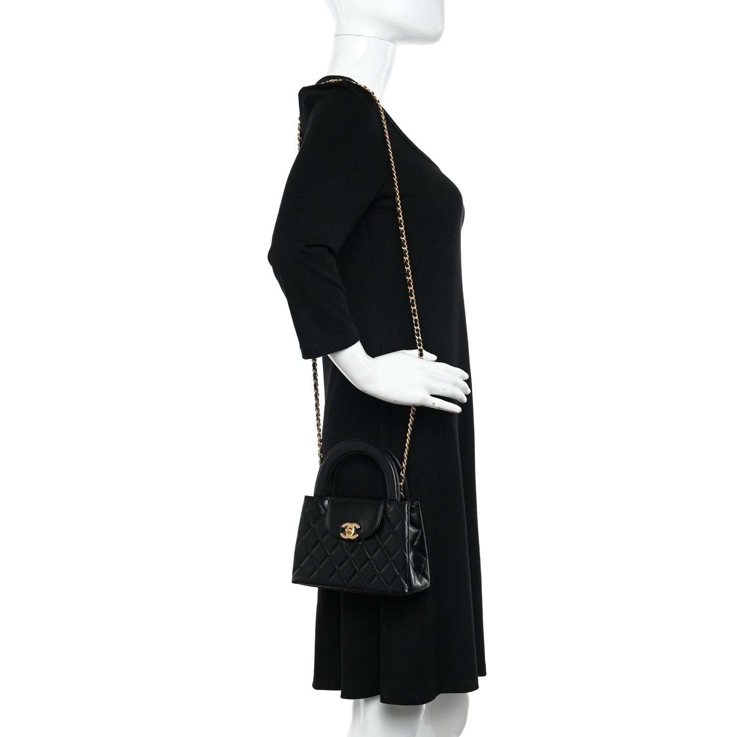 Chanel Shiny Aged Calfskin Quilted Nano Kelly Shopper Black 2 of 10