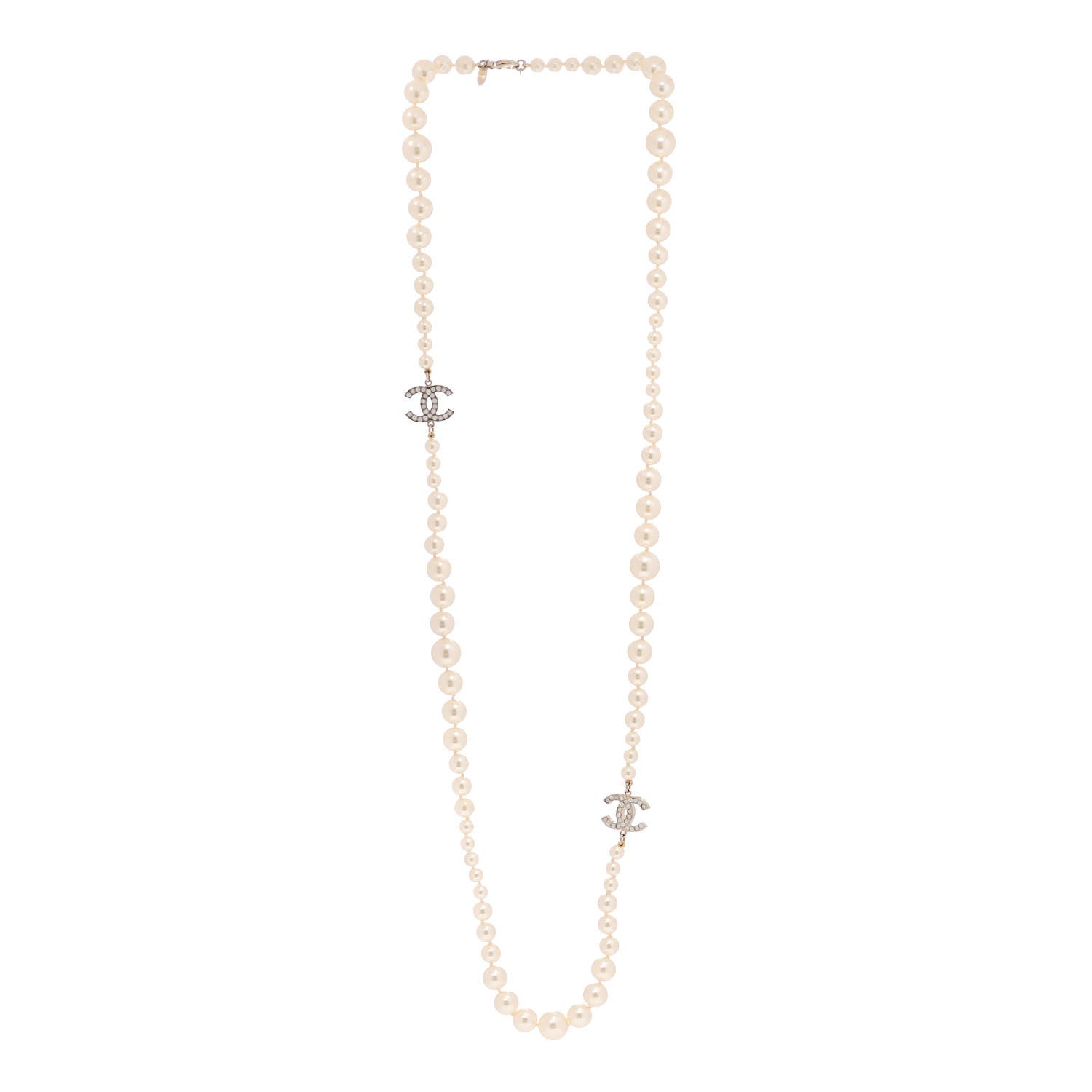 Chanel Graduated Pearl CC Long Necklace Gold 3 of 5