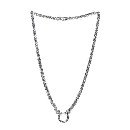 David Yurman Sterling Silver Pave Diamond 8mm Wheat Chain Necklace 3 of 5