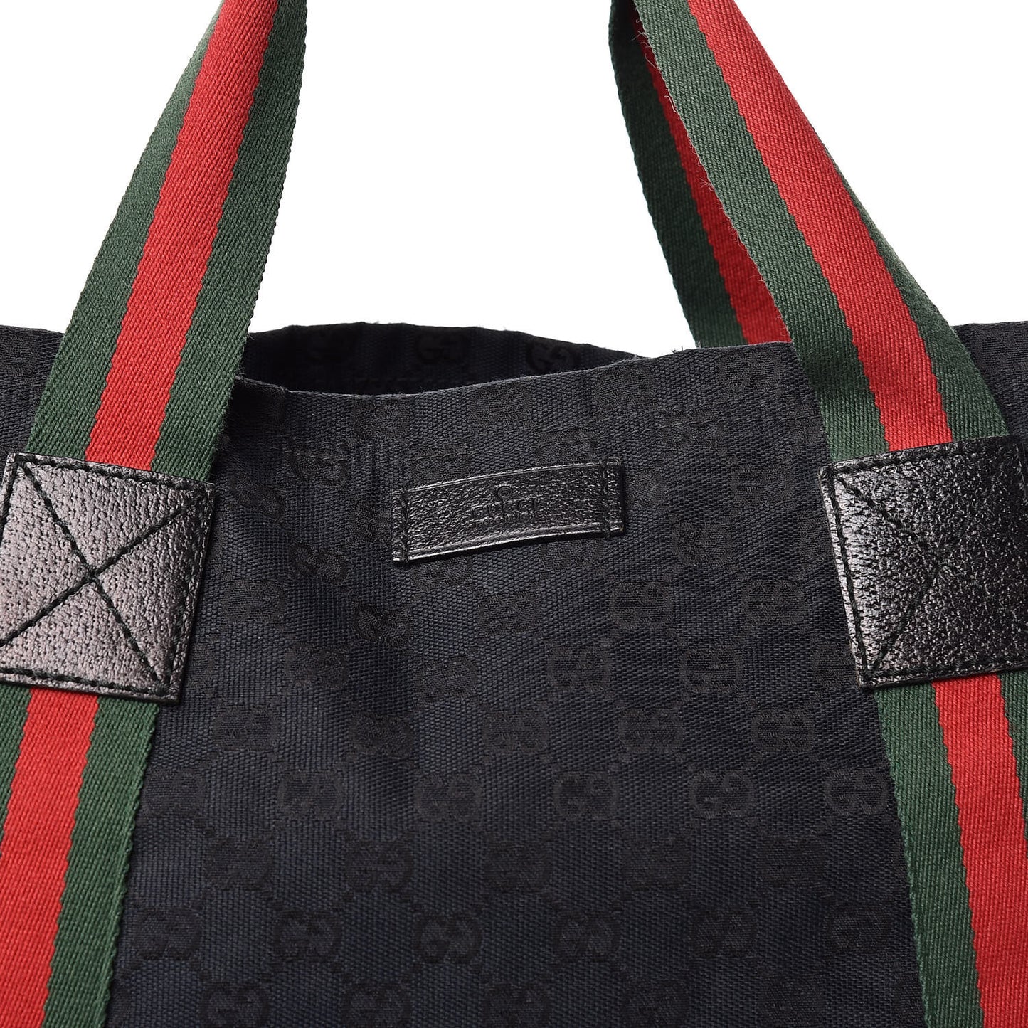 GG Monogram Medium Web Handle Vertical Tote Black