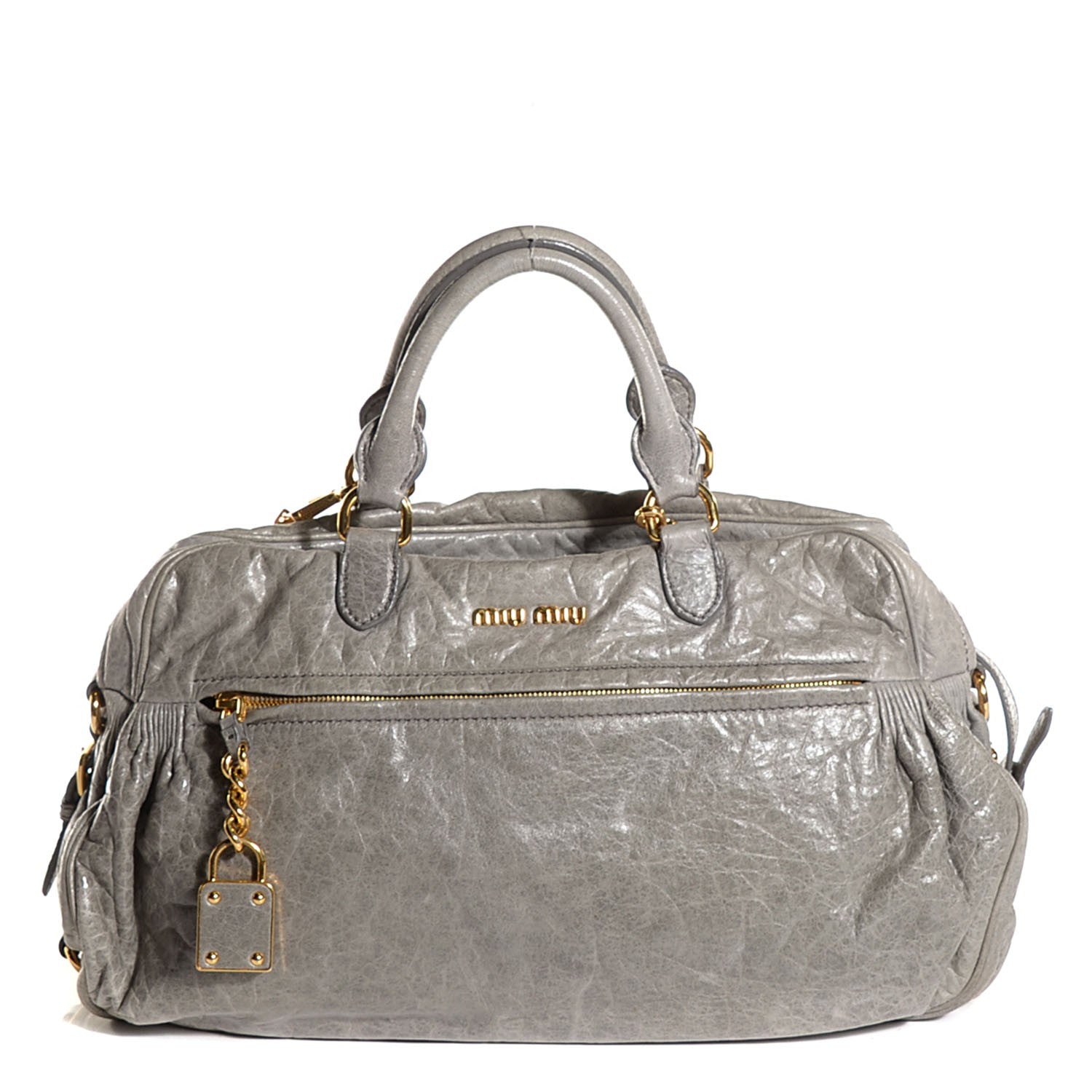 Miu Miu Vitello Lux Mini Charm Tote Grafite 1 of 8