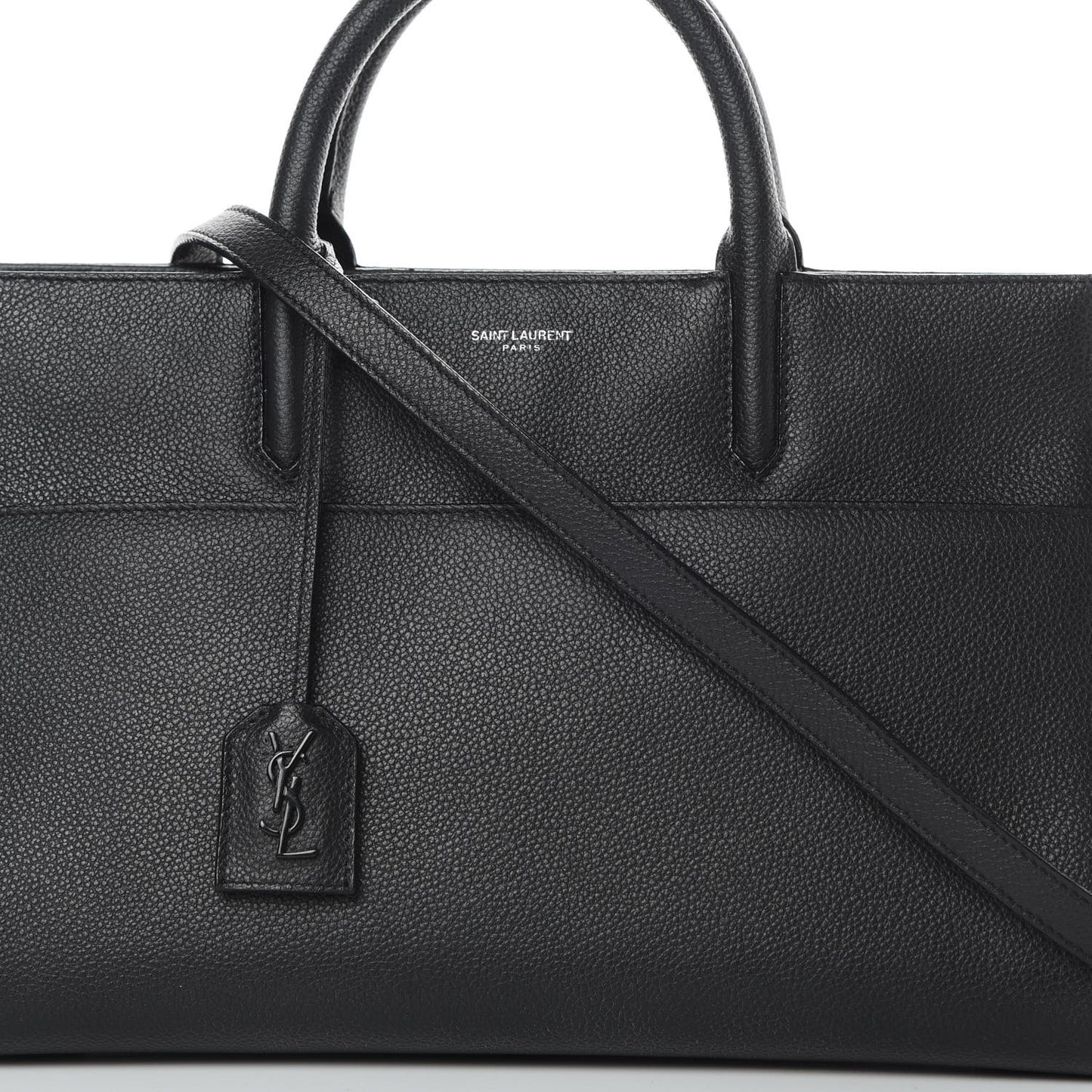 Grained Calfskin Small Cabas Rive Gauche Black