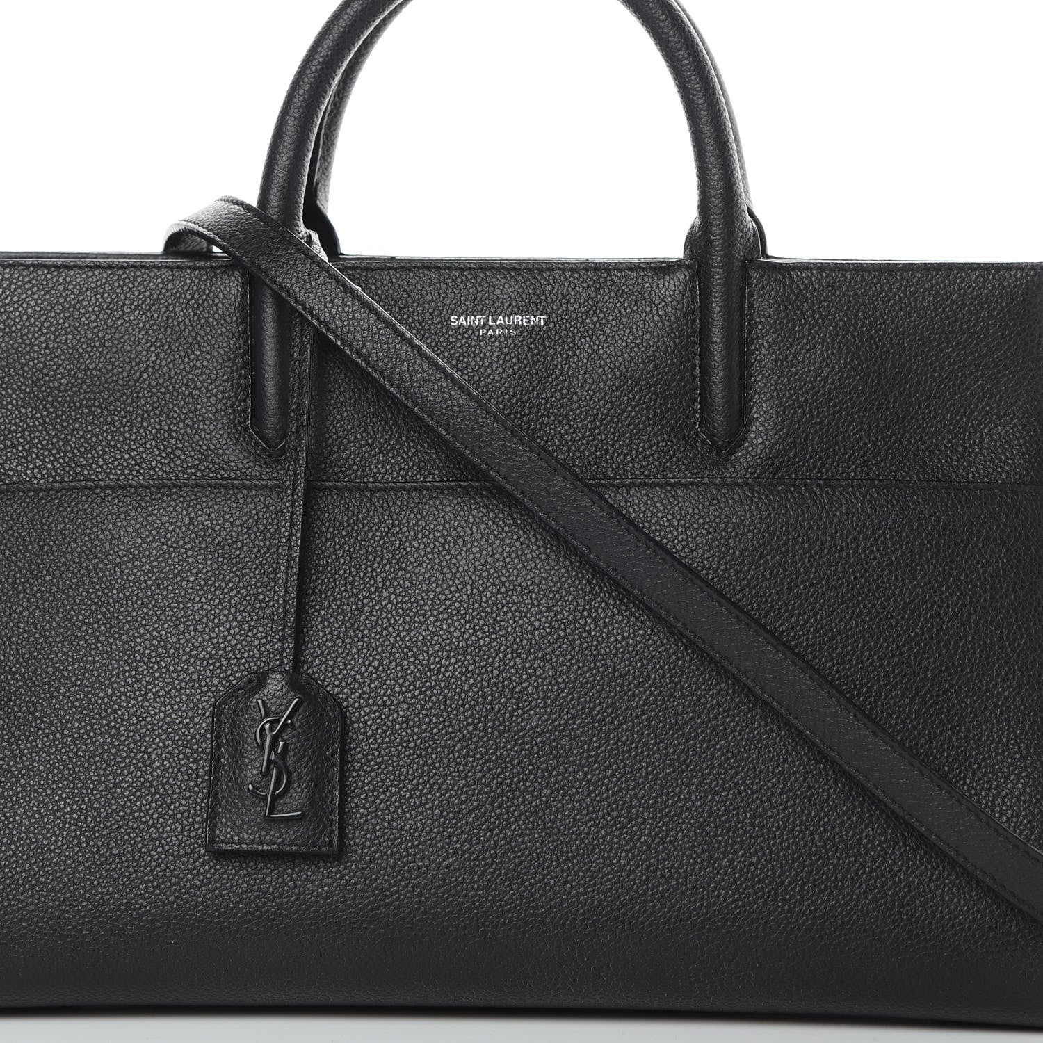 Saint Laurent Grained Calfskin Small Cabas Rive Gauche Black 8 of 14