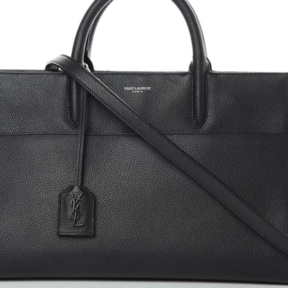 Saint Laurent Grained Calfskin Small Cabas Rive Gauche Black 8 of 14