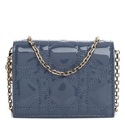 Christian Dior Patent Cannage Nano Lady Dior Chain Card Holder Cloud Blue 1 of 14