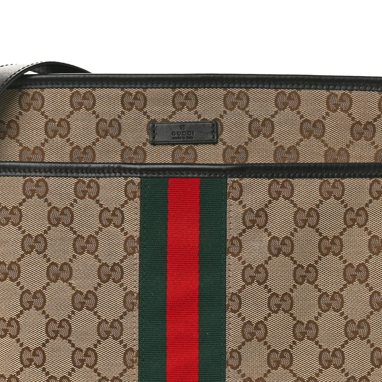 Gucci GG Monogram Web Flat Messenger Bag Black 8 of 10