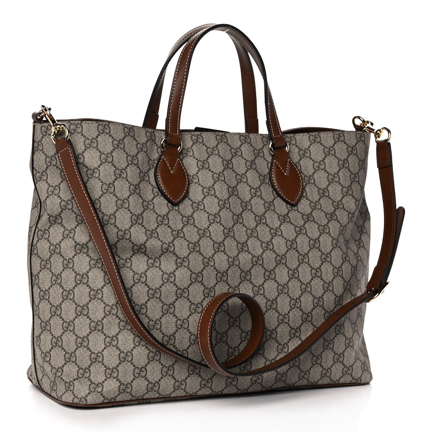 Soft GG Supreme Monogram Medium Crossbody Tote Beige Cuir