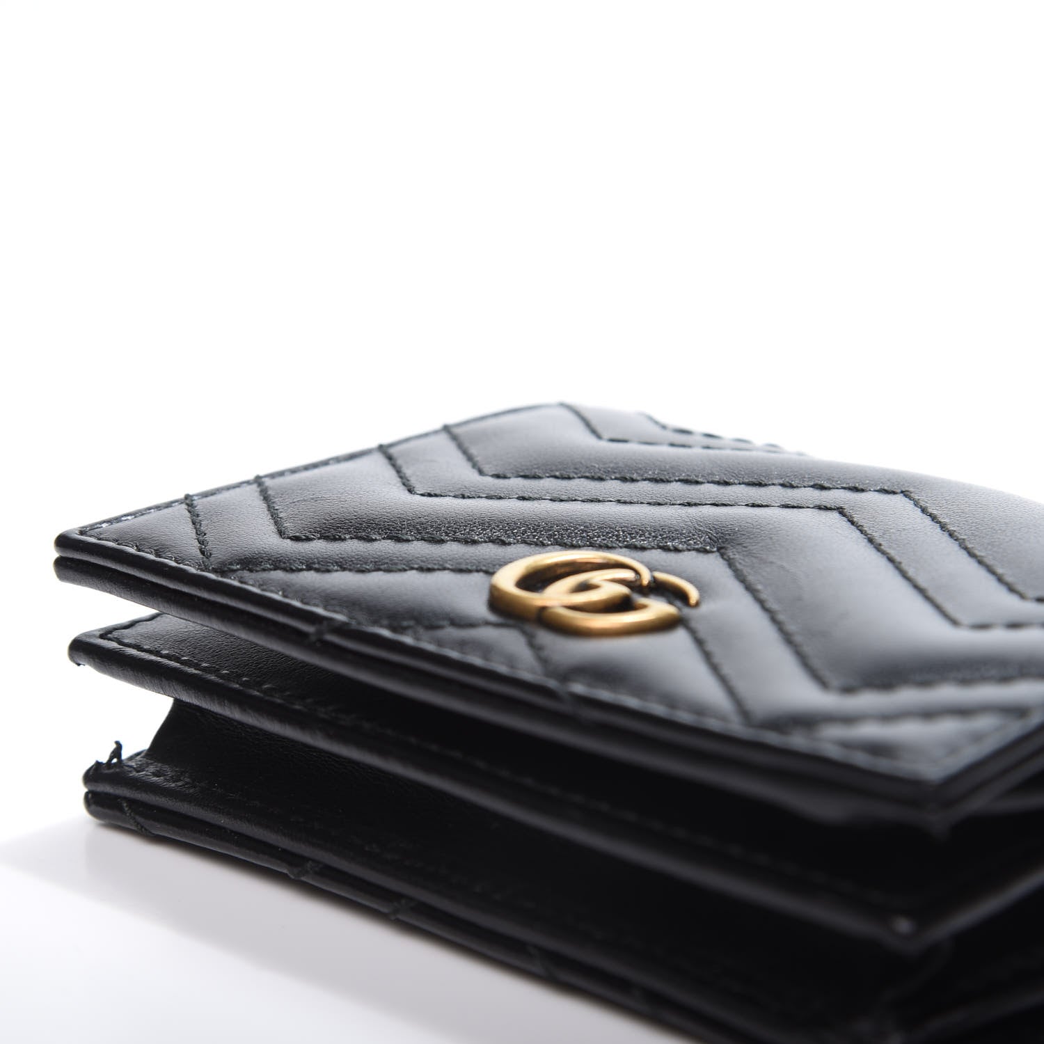 Gucci Calfskin Matelasse GG Marmont Card Case Wallet Black 9 of 12