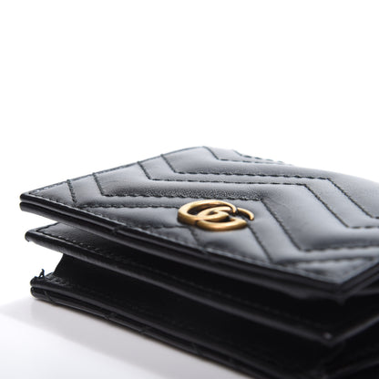 Gucci Calfskin Matelasse GG Marmont Card Case Wallet Black 9 of 12