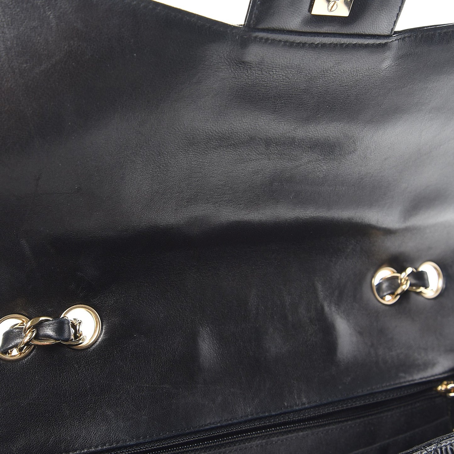 Patent Quilted Sparkle Glitter Jumbo Single Flap Black