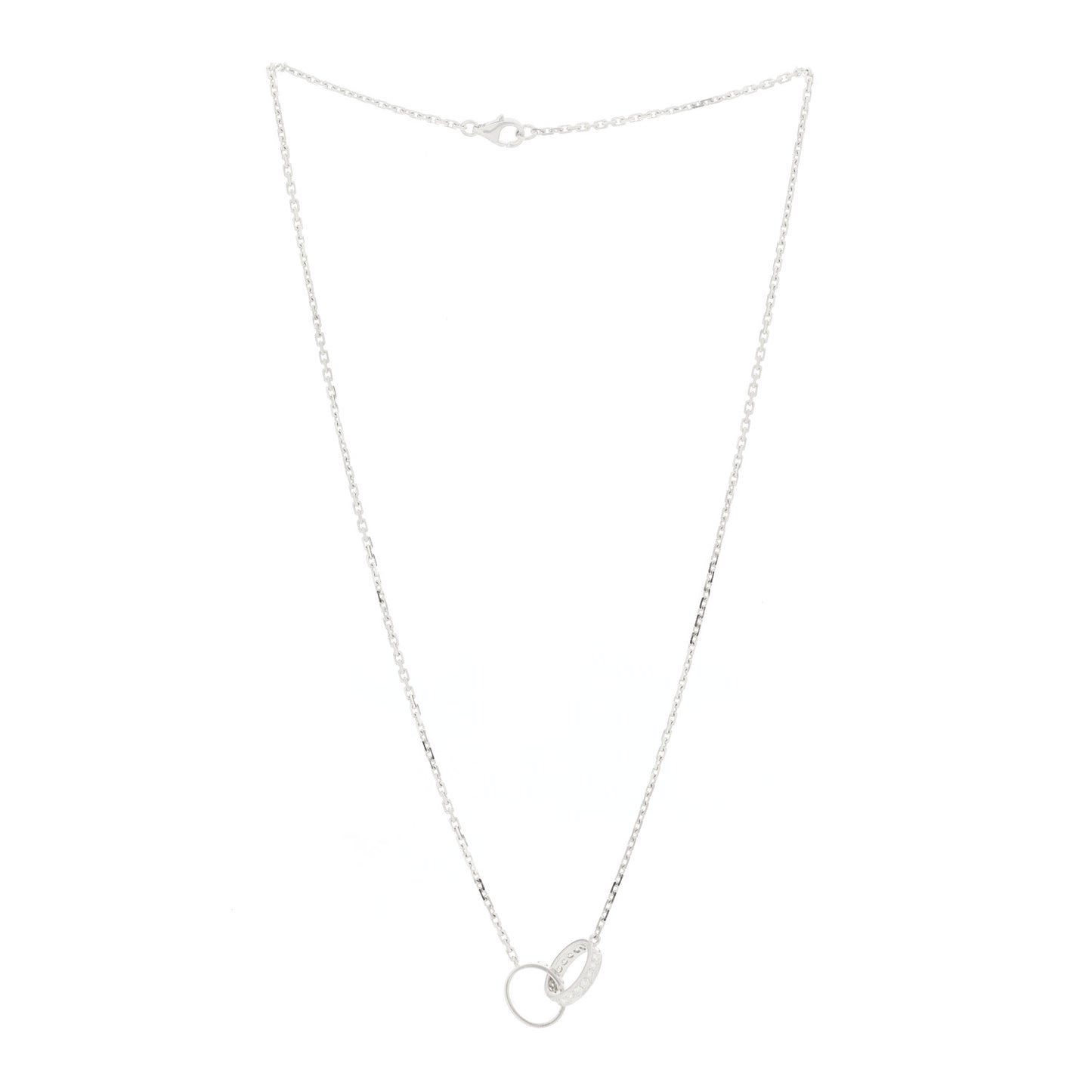 18K White Gold Diamond Interlocking LOVE Necklace
