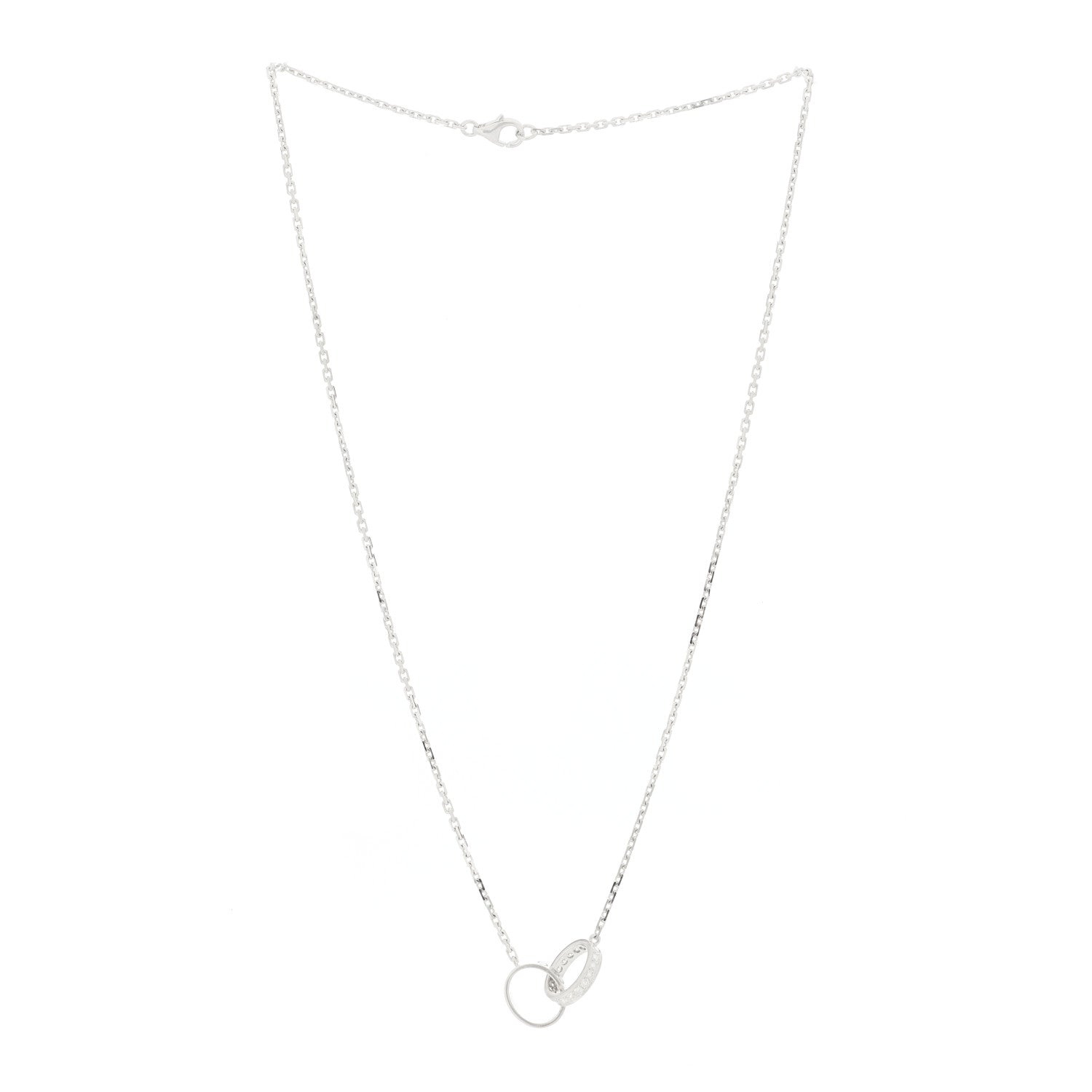 Cartier 18K White Gold Diamond Interlocking LOVE Necklace 3 of 7