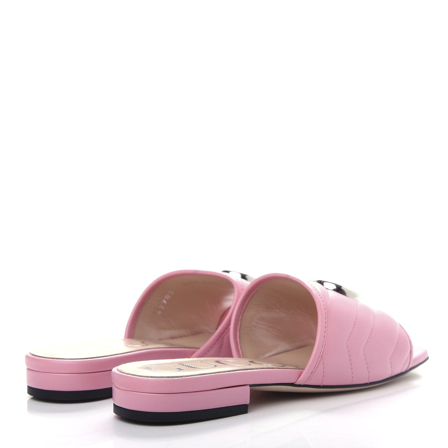 Nappa Matelasse GG Marmont Flat Slide Sandals 35.5 Wild Rose