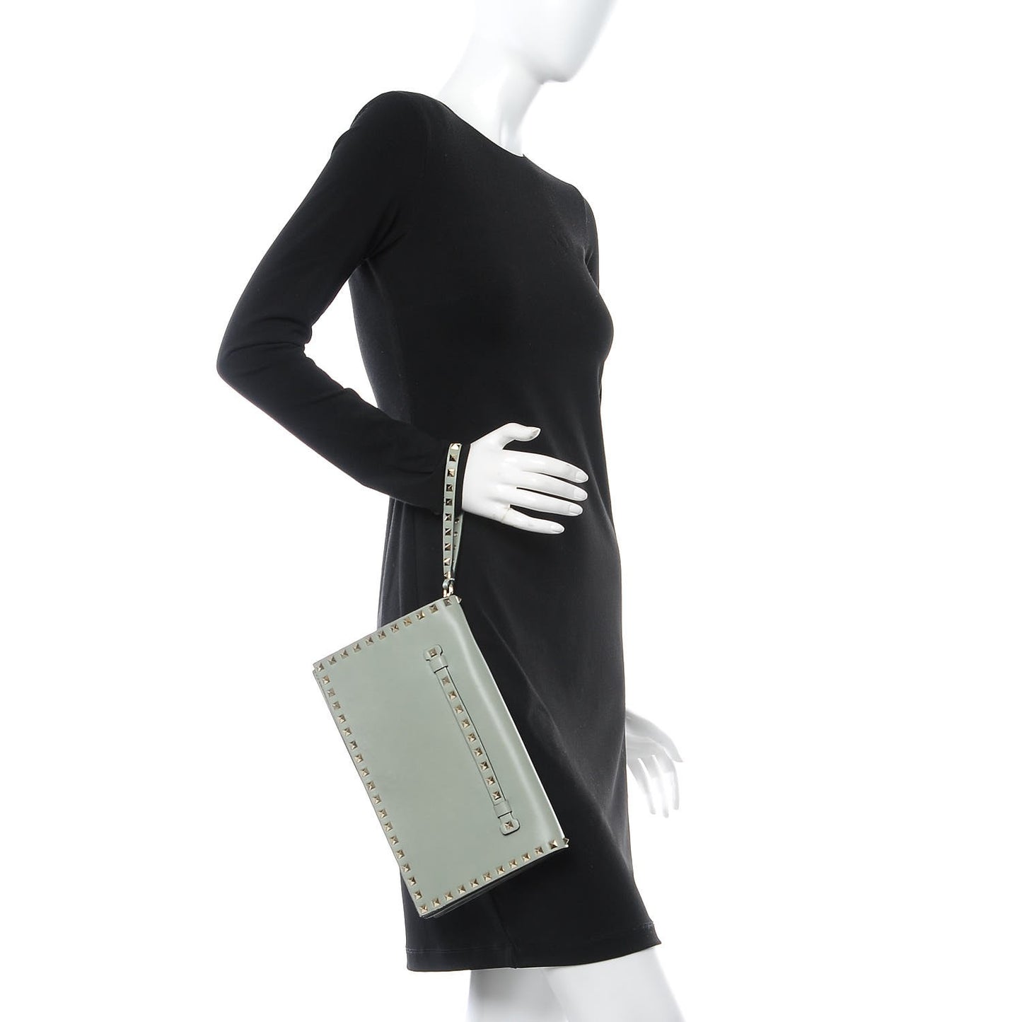 Nappa Rockstud Wristlet Clutch Green Tea Sorbet