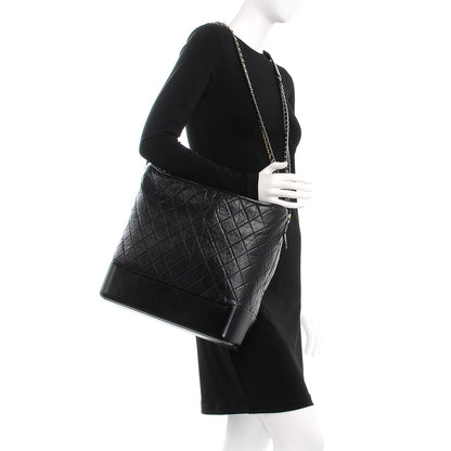 Chanel Aged Calfskin Quilted Large Gabrielle Hobo Black 3 of 8