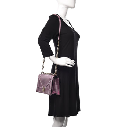 Christian Dior Metallic Patent Micro-Cannage Medium Diorama Flap Bag Pink 2 of 12