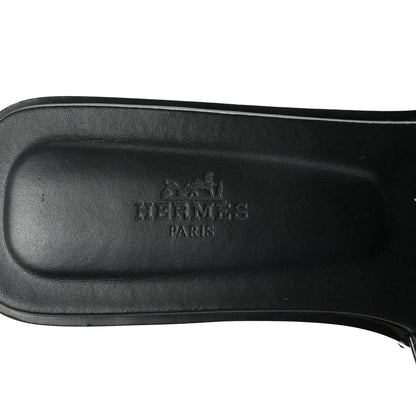 Hermes Box Calfskin Oran Sandals 38 Black 8 of 10