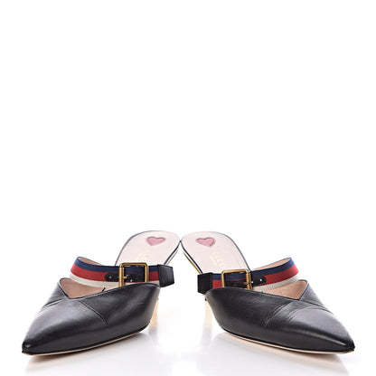 Gucci Malaga Kid Sylvie Web Bamboo Low Heel Mules 40 Black 6 of 14