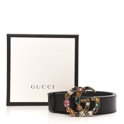 Gucci Calfskin Crystal Double G 40mm Belt 80 32 Black Multicolor 6 of 6