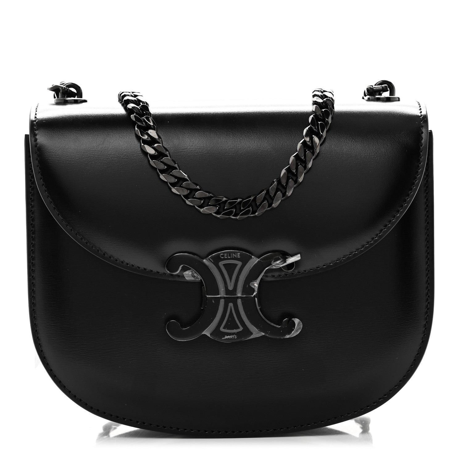 Celine Calfskin Besace Clea Chain Triomphe Black 1 of 10