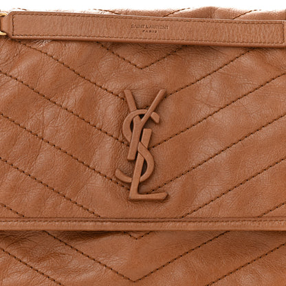 Saint Laurent Crinkled Calfskin Matelasse Monogram Medium Niki Chain Satchel Caramel 8 of 10