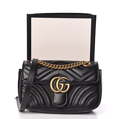 Gucci Calfskin Matelasse Mini GG Marmont Shoulder Bag Black 11 of 11